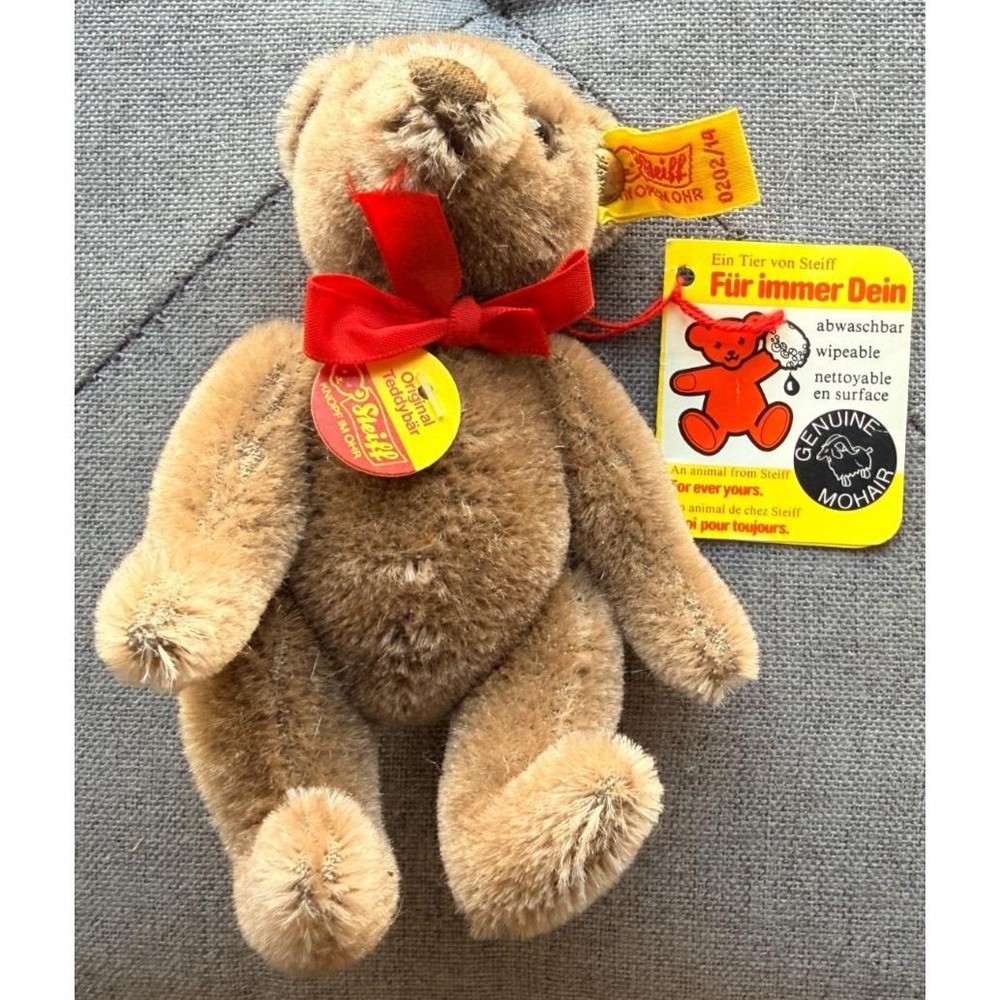 Steiff Vintage Mini Mohair Teddy Bear Plush 2002 0202/18 with Tags & Paper Tags
